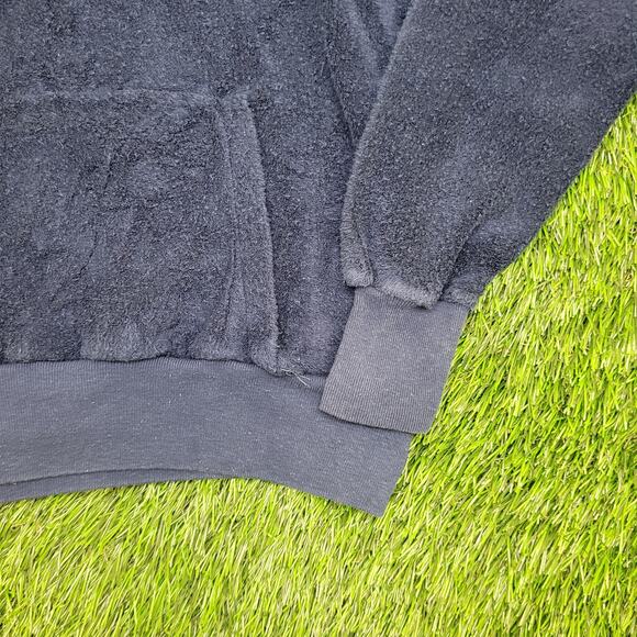 Vintage 90s MOD Velour Hooded Sweater Womens Medium 18x20 Blue - Picture 4 of 10